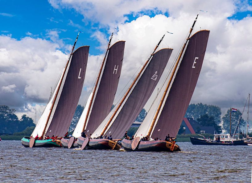 Skutsjezeilwedstrijden Friesland during Sneekweek. by Brian Morgan