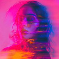Abstract portrait woman pop art colour explosion