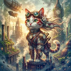 Élégant chat steampunk sur Jutta Maria Pusl