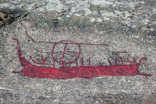 Rock drawing viking ship Himmelstalund Norrköping