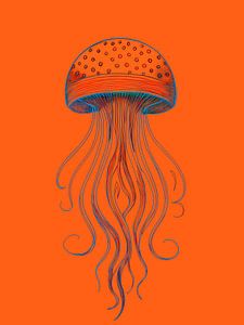 Abstrakte Illustration einer Meeresqualle in Orange