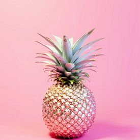 Pineapple glamour in pastel: a disco ball on a soft pink backdrop by Floral Abstractions