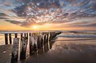 Breakwaters on the beach of Domburg VI by Martijn van der Nat thumbnail