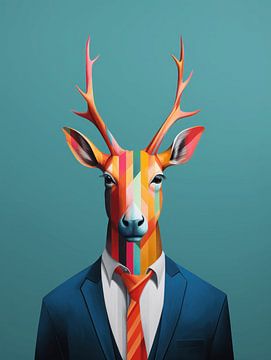 Portrait d'animal unique | simple | coloré | vert sur Eva Lee