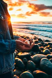 Muschel am Strand von Poster Art Shop