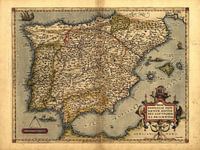 Antique Map of Spain, by Abraham Ortelius, circa 1570