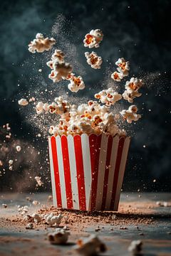 Exploding popcorn in a retro cup by Poster Art Shop
