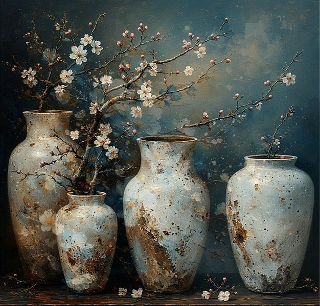 Une nature morte de pots de poterie wabi sabi rural. par J.a Dijkstra