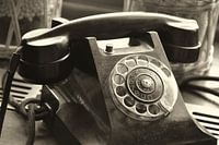 old analogue telephone with dial as decoration