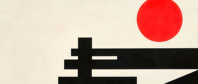Minimalist red sun display by Poster Art Shop