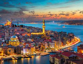 Istanbul met zonsondergang