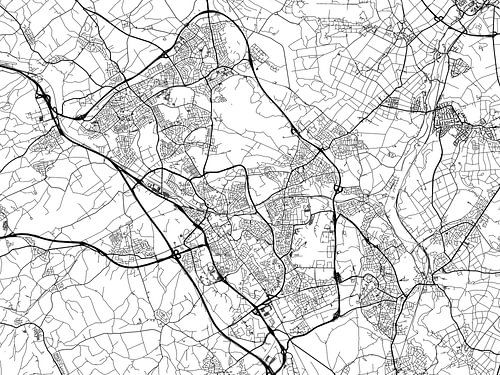 Kaart van Parkstad in Zwart Wit