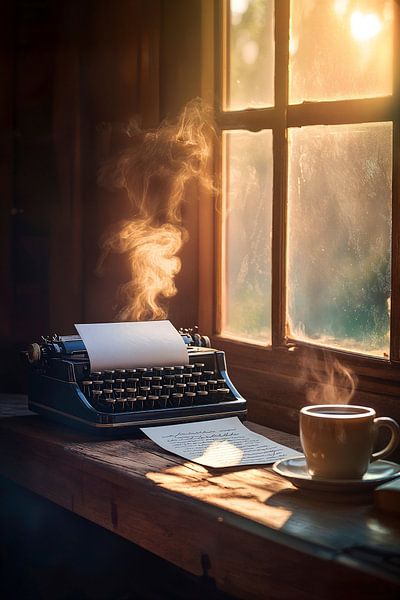 Kreatives Schreiben bei Kaffee von Poster Art Shop