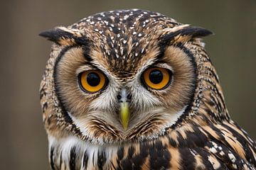 Majestic owl with intense gaze by Art & Soul Creations