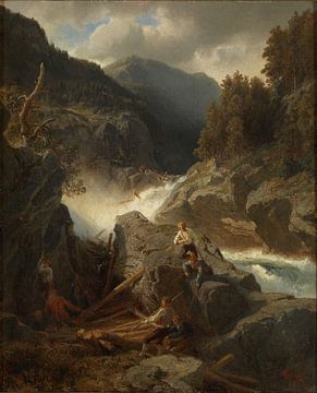 Hans Gude, Wasserfall im Hallingdal, 1859