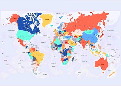 Carte du monde en couleurs joyeuses
