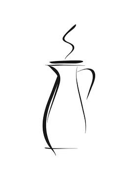Minimalist coffee pot with steam