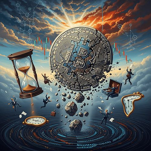 Surrealistisch Bitcoin instortingskunst Digitaal schilderij