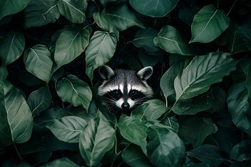 Raccoon in the leaves by Poster Art Shop