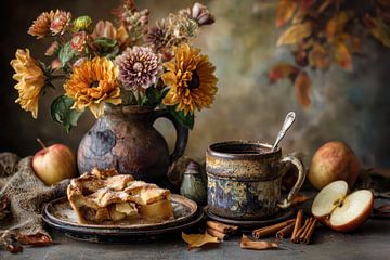 Appeltaart met Kaneel en Koffie - Tijdloos Stilleven van Joriali fotografie en schilderijen