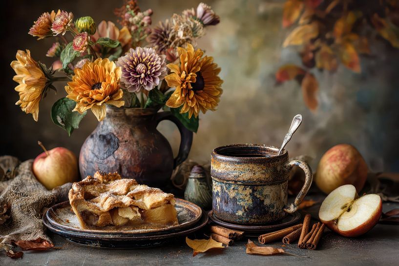 Apple Pie with Cinnamon and Coffee - Timeless Still Life by Joriali photography and paintings