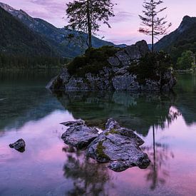 Rosa Sonnenuntergang, Hintersee Deutschland von Bob Slagter