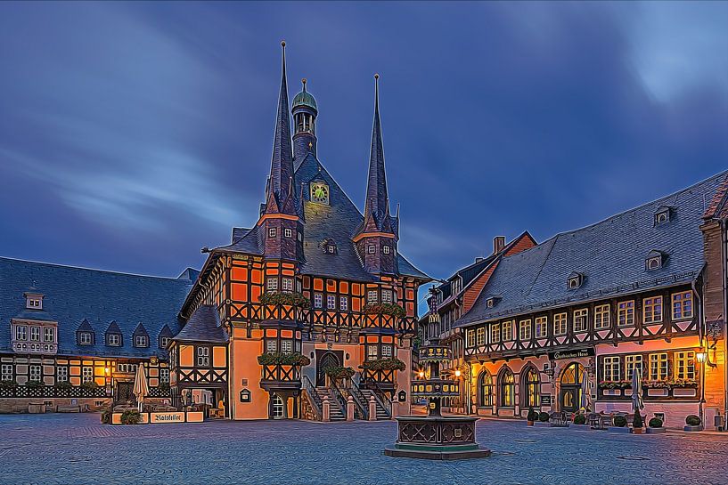 Sonnenaufgang am Rathaus in Wernigerode von Henk Meijer Photography