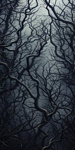 Beautiful forest with trees and branches in landscape abstract style