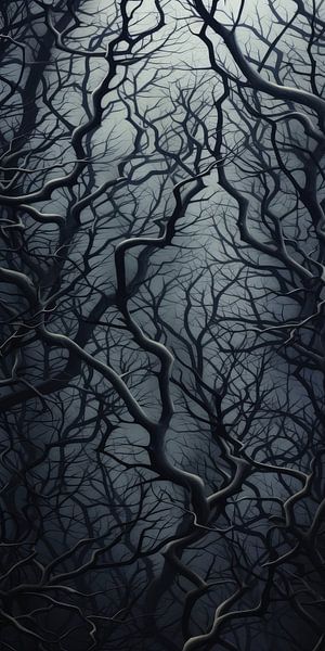 Schöne Wald mit Bäumen und Zweigen in Landschaft abstrakten Stil von Art Bizarre