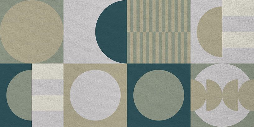 Art moderne géométrique abstrait en vert, brun, gris. par Dina Dankers