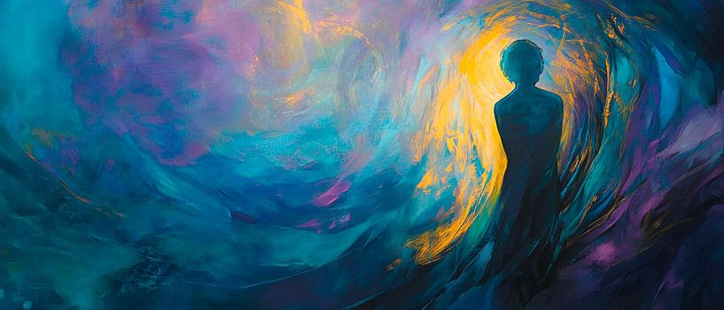 Colour play of silence - Human silhouette by Poster Art Shop