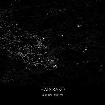 Zwart-witte landkaart van Harskamp, Gelderland. van Rezona