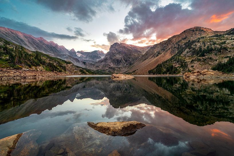 Colorado Wilderness Sunset Photo - Lake and Mountain Landscape Photography by Daniel Forster