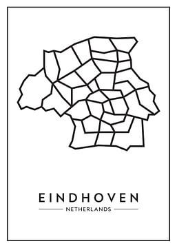 Eindhoven van boven – abstract lijnenspel met karakter van Muurmap - Jouw Favorite stad of wijk aan de muur