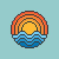 Pixel Art Sonne und Meer