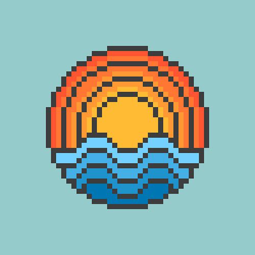 Pixel Art Soleil et Océan sur Dedi Dermawan