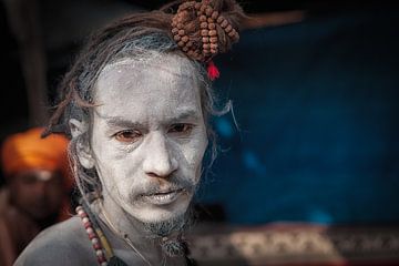 Naga Sadhu beim Kumbh Mela Festival in Haridwar Indien von Wout Kok