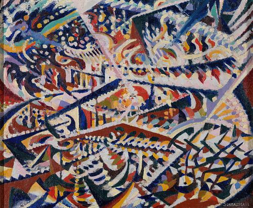 Jules Schmalzigaug - Lumière + miroir et foule ; intérieur d'une salle de bal populaire à Anvers (1914)