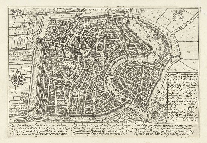 Karte von Haarlem von 1628 von Historisch Haarlem