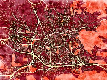 Karte von Aix-en-Provence im stil 'Amber Autumn' von Maporia
