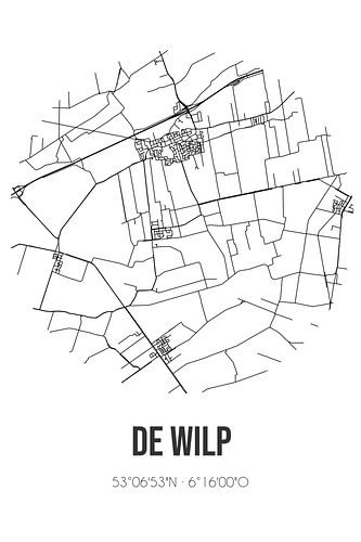 De Wilp (Groningen) | Landkaart | Zwart-wit