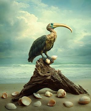 Vogel portret op het strand van But First Framing