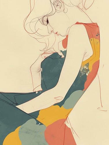 Frau mit Kleid | Frau in buntem Kleid