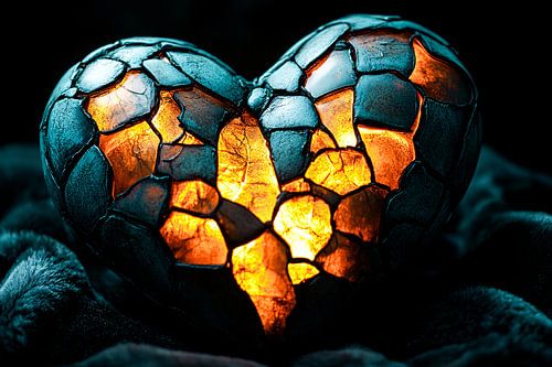 Gloeiend gebroken hartkunstwerk