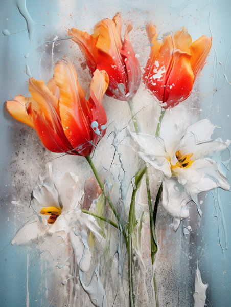 Tulips in abstract karakter van Bert Meijer