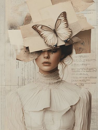 Vintage portret in mixed media stijl