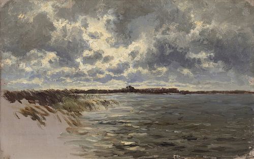 Carlos de Haes-Wilde graslandschap aan zee, Antiek landschap