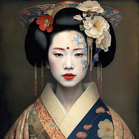 Portret van een geisha van Carla van Zomeren