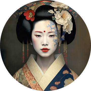 Portret van een geisha van Carla van Zomeren