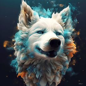 Wolf in mehrfarbig von Gelissen Artworks